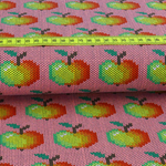 Jersey Strickoptik Äpfel auf Rosa Jersey Strickoptik Äpfel auf Rosa