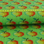 Jersey Strickoptik Äpfel auf Lime