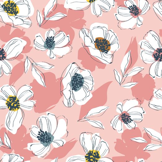 Jersey Mohnblumen auf Lachs Jersey Mohnblumen auf Lachs