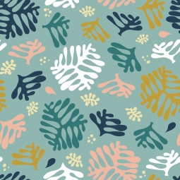 Jersey Bunte Korallen auf Hellmint Jersey Bunte Korallen auf Hellmint