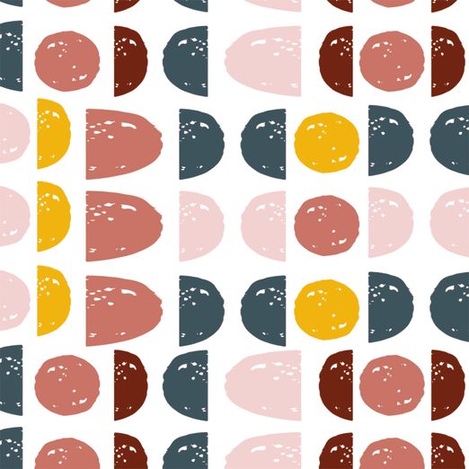 Jersey Retro Muster Halbkreise und Kreise auf Creme