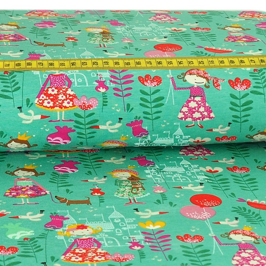 Jersey Märchenland auf Mint Überbreite Jersey Märchenland auf Mint Überbreite