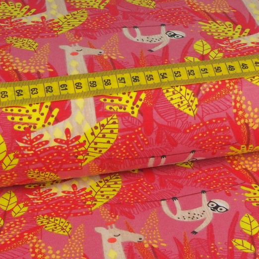 Jersey Giraffe im Dschungel Rot Überbreite Jersey Giraffe im Dschungel Rot Überbreite