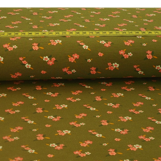 Jersey Lovely Flowers Khaki BIO Jersey Lovely Flowers Khaki BIO