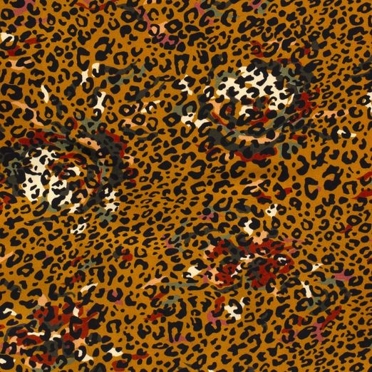 Jersey Große Blüten und Leospots auf Senfgelb