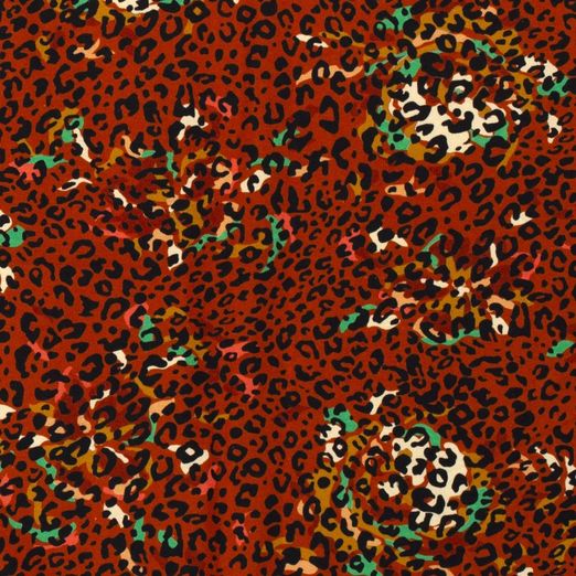 Jersey Große Blüten und Leospots auf Blutorange Jersey Große Blüten und Leospots auf Blutorange