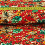 Jersey Elegance Flowers auf Dunkelrot Jersey Elegance Flowers auf Dunkelrot