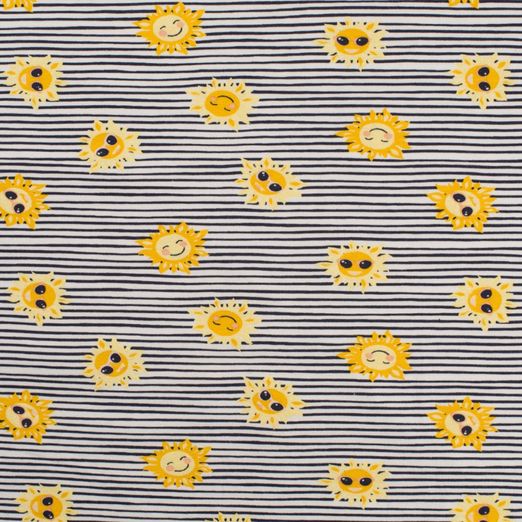 Jersey Happy Sun auf Streifen Dunkelblau/Weiß Jersey Happy Sun auf Streifen Dunkelblau/Weiß