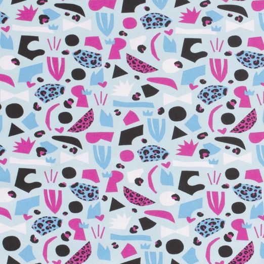 Jersey Patchwork Animalprint auf Hellblau Jersey Patchwork Animalprint auf Hellblau