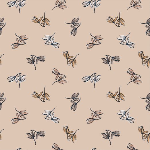 Jersey Dreifarbige Blätter auf Beige Digital Jersey Dreifarbige Blätter auf Beige Digital