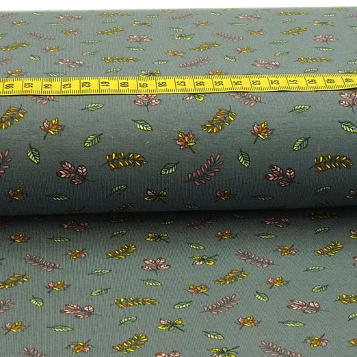 Jersey Blätter & Zweige auf Dunkelgrau Jersey Blätter & Zweige auf Dunkelgrau