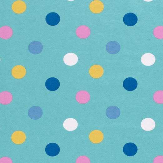 Sommersweat Bunte Dots auf Hellpetrol Sommersweat Bunte Dots auf Hellpetrol