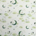 Waffel Jersey Schlafender Elefant Grün auf Creme Waffel Jersey Schlafender Elefant Grün auf Creme