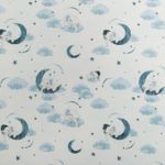 Waffel Jersey Schlafender Elefant Blau auf Creme Waffel Jersey Schlafender Elefant Blau auf Creme