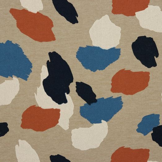 Wintersweat Bunte Kleckse auf Hellbraun Meliert Wintersweat Bunte Kleckse auf Hellbraun Meliert