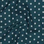 Popeline katoen - Sterren Petrol Wit