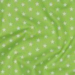 Katoen Popeline - Sterren Lime Wit