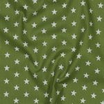 Popeline katoen - Sterren Grün Weiß