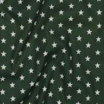 Katoen Popeline - Sterren Donkergroen Wit