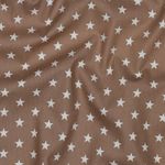 Katoen Popeline - Sterren Taupe Wit