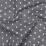 Katoenen popeline - Sterren Grijs Wit