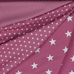 Cotone popeline - mini stelle malva bianco