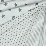 Katoen Popeline - Sterren Wit Grijs