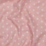 Katoenen popeline - Sterren Roze Wit