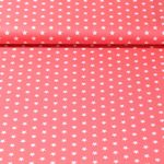 Baumwolle Popeline Stina - Sterne Koralle Weiß