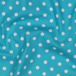 Katoen Popeline - XL Stippen Turquoise Wit