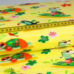 Baumwolle Tiere auf Surfbrett Gelb Überbreite Baumwolle Tiere auf Surfbrett Gelb Überbreite