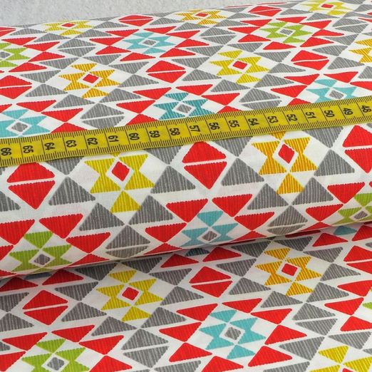 Baumwolle Retro Muster Rot/Gelb  Überbreite