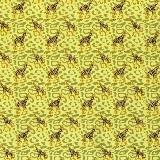 Baumwolle Giraffen auf Leoprint Lime