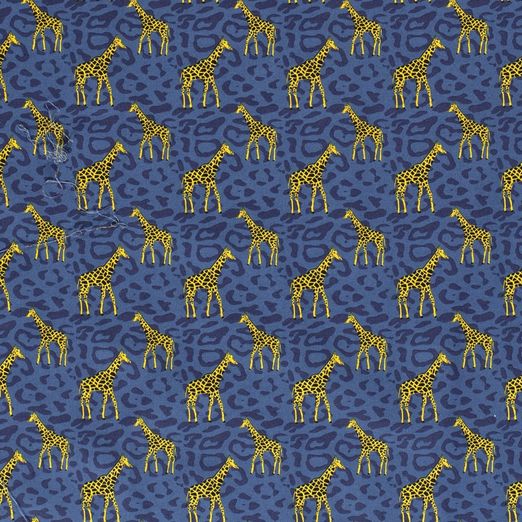Baumwolle Giraffen auf Leoprint Rauchblau
