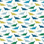 Baumwolle Bunte Dinos auf Cremeweiß