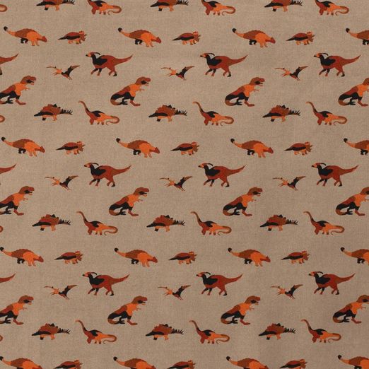 Baumwolle Dino mit Tarnmuster auf Taupe Baumwolle Dino mit Tarnmuster auf Taupe