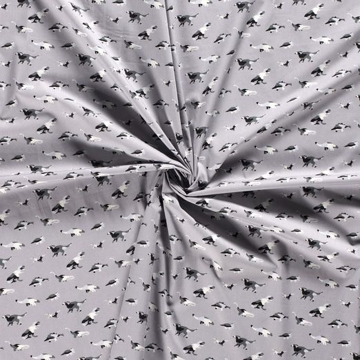 Baumwolle Dino mit Tarnmuster auf Grau