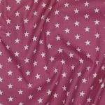 Katoen Popeline - Sterren Mauve Wit