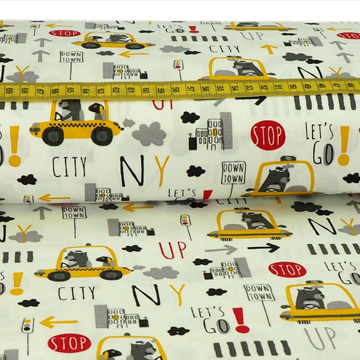 Baumwolle NY City Tiere auf Cremeweiß Überbreite Baumwolle NY City Tiere auf Cremeweiß Überbreite