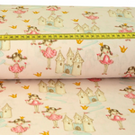 Baumwolle Prinzessinnenschloss auf Hellrosa Überbreite Baumwolle Prinzessinnenschloss auf Hellrosa Überbreite