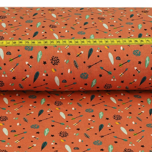 Baumwolle Indianersymbole auf Dunklem Altrosa