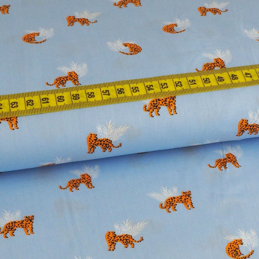Baumwolle Little Darling Safari Tiger auf Hellblau