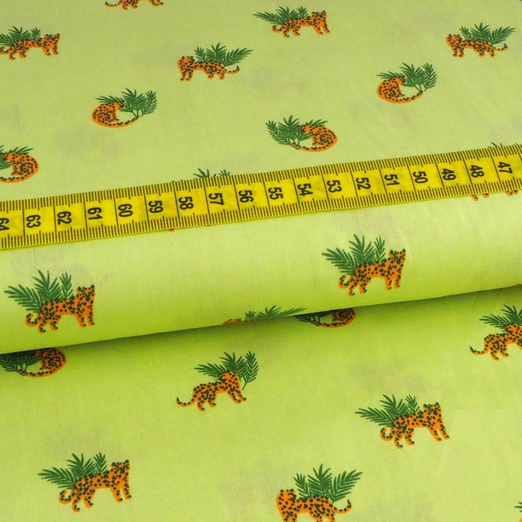 Baumwolle Little Darling Safari Tiger auf Lime
