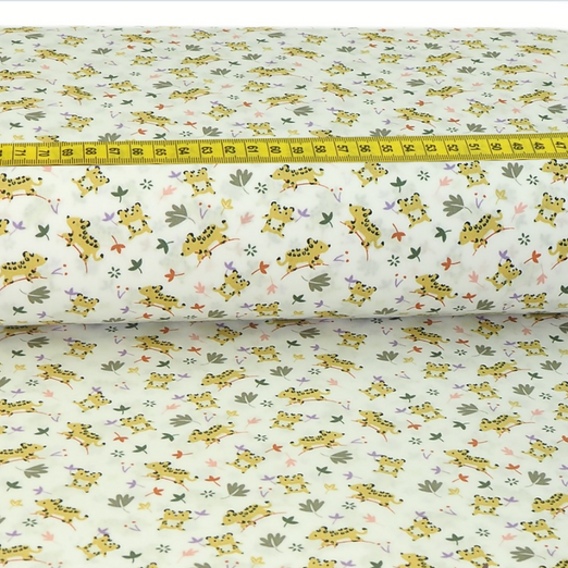 Baumwolle Autumn Leo auf Cremeweiß