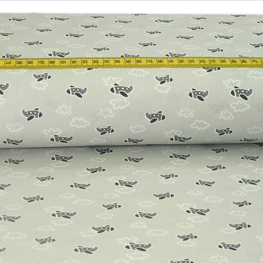 Baumwolle Über den Wolken Hellgrau