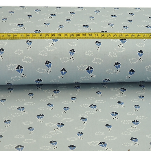 Baumwolle Tanzende Drachen Hellblau