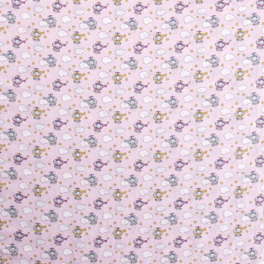 Baumwolle Elefant im Helikopter auf Hellem Altrosa