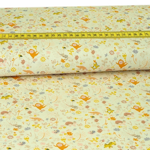 Baumwolle Dschungeltiere Hellgelb