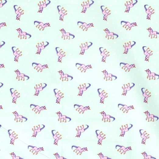 Baumwolle Sweet Unicorn auf Hellmint