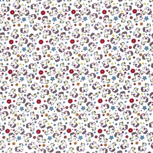 Baumwolle Regenbogeneinhorn auf Weiß